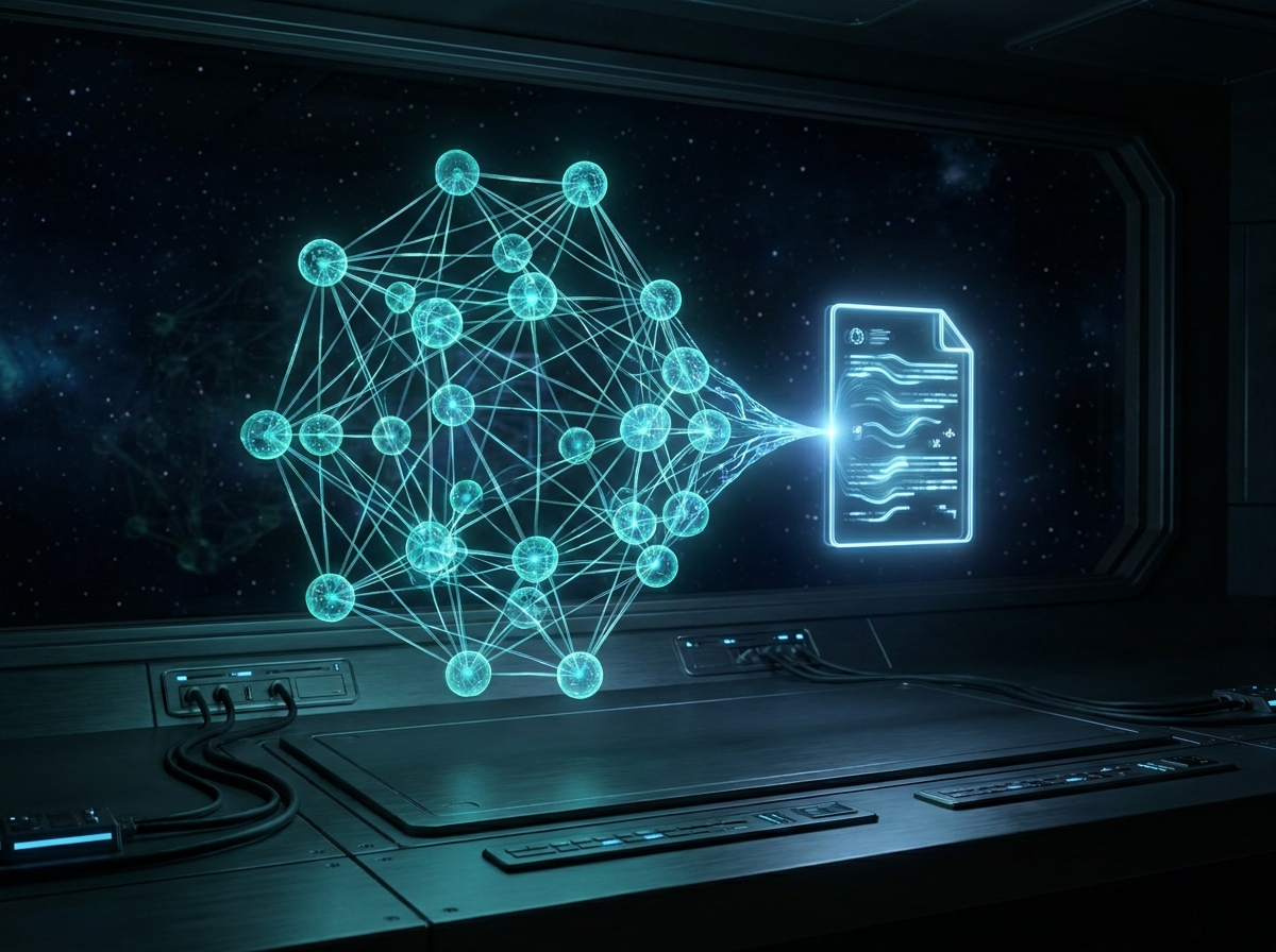 A knowledge graph resolves into a cited report